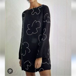 Madewell Black Dress with White Abstract Pattern